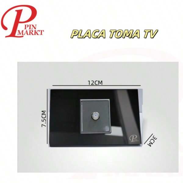 Placa Crystal Contacto Y Apagador Negro/negro