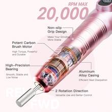 LKE Portable Nail Drill Machine, 20000 RPM & 35 Speeds, Dual Direction & USB Rechargeable, Professional For Home Manicure, Salon & Christmas Presents - Màu Hồng  San hô - Xem 4