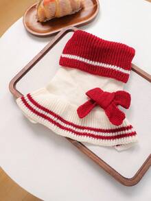 1 件宠物服装、狗/猫服装、小型犬/幼犬服装、可爱宠物服装、狗/猫服装、小型犬秋冬保暖舒适针织裙 - 勃艮第条纹 - 彩色 - 查看 10