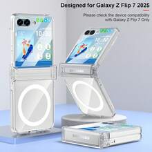Funda protectora magnética con tapa compatible con Samsung Galaxy Z Flip 7 7FE 6 5 4 3 5G, compatible con carga inalámbrica, cubierta trasera de PC duro con protección contra caídas y golpes - transparente - Ver 2