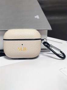 [Customized]Personalized Custom Golden Initials Letters Customize Earphone Case Compatible With Airpods 1 2 3 4 Pro 2 Luxury Faux Leather Litchi Pattern TPU Cover With Keychain,Stylish,Colorful,Vintage,Cute,Contracted,Funny,Custom,Personalized,Unique,Customized,Ideal Gifts For Him,Ideal Gifts For Her,Boyfriend,Girlfriend,Family,Friends,Grandparents,Couple,For Anniversaries,For Birthdays,Season Picks