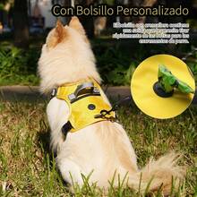 Adecuado para perros pequeños, medianos y grandes, arnés de perro ajustable, reflectante, anti-tirón, con bolsa de almacenamiento y asa de control, adecuado para paseos, viajes y accesorios de entrenamiento de perros. - Fucsia con Correa 1.5m - Ver 5