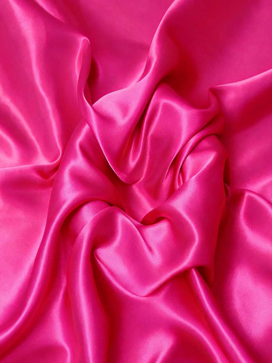 1pc Soft Satin Fabric In Rose Red, Suitable For Wedding Dresses, DIY Crafts, Clothing, Draping, Sewing - Hot Pink - View 1