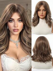 Elegant Women's Wig, 14 Inch Short Ombre Brown Wig, Suitable For Daily Wear, Natural Curly Synthetic Wig, Heat Resistant, Suitable For Parties, Christmas, Halloween And Other Occasions. - 棕色 - 查看 2