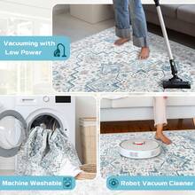 Area Rug 8x10 Feet Washable Rug, Pink Vintage Traditional Rug, Foldable Ultra-Thin Retro Decorative Indoor Distressed Non-Slip Carpet Floral Print Mat Bedroom Living Room Bathroom - Màu xanh lam - Xem 8