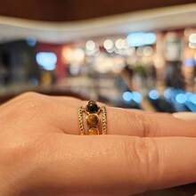 18k Gold Plated Stainless Steel Open Band Gold Crown Ring Tigerite Stone Ring For Women Vintage Twisted Rope Design Tiger Eye Ring Women's Jewellery Crystal Jewellery