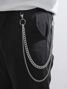 1pc Minimalist Pants Chain, Men's Wallet Chain, Silver Pants Chain, Aluminum Pocket Key Chain With Lobster Clasps At Both Ends, Unisex Accessory - Multicolor - View 18