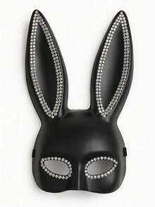 Máscara de Conejo con Brillantes - Diseño Único y Atractivo - Negro - Ver 8