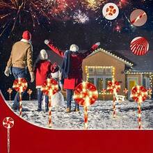 5-Piece Solar Christmas Path Lights, 8 Lighting Modes - Candy Lollipop Style With Red & White LEDs - Indoor/Outdoor Use For Lawn, Patio & Garden Christmas Decoration XMAS Decor Christmas Tree Gift Decor Thanksgiving Wedding Home Decor Home Decor Fall Decor Autumn Decor Birthday Decorations For Gifts Party Supplies Indoor Outdoor Garden Holiday Festival Decor Halloween Decor Wall Decor Halloween Ornaments