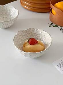 1 件 3D 浮雕樱花陶瓷碗，法式复古樱花水果酸奶燕麦碗，优雅樱花甜点早餐碗，适用于餐厅、客厅、咖啡厅 - 彩色 - 查看 4