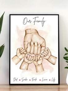 1 件无框定制姓氏海报，个性化家庭成员手球艺术帆布海报，心形印刷，家居装饰，现代墙面装饰，卧室和客厅时尚墙面装饰理想礼物，家庭礼物，表达爱意，情人节，情人节装饰 - 彩色 - 查看 29