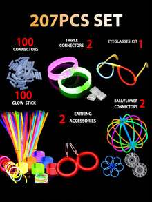 10/50/100支装 8英寸荧光棒，派对用品，夜光荧光棒，派对礼物，荧光派对装饰，霓虹派对荧光项链和带连接器的荧光手链，非常适合生日、婚礼、派对、万圣节、圣诞节等场合 - 夜光闪光派对用品，圣诞装饰，家居圣诞礼物，圣诞装饰 - 彩色 - 查看 10