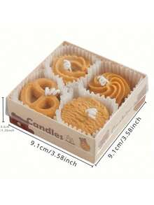 4 件装饼干香味蜡烛带礼盒，手工制作的仿真食物蜡烛香味装饰，情人节家居装饰，求婚布置，婚房，婚礼装饰，美容室装饰，家居装饰万圣节、幽灵、秋季、节日、圣诞节、冬季、节日、节日、礼物 - 彩色 - 查看 14