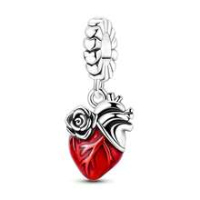 1 Pc Sliver Color Classic Red Collection Mushroom Pomegranate Cherry Strawberry Watermelon Chili Motorcycle Dress Luggage Temperature Gauge Charm Fit Original Bracelet Necklace Pendant Beads For Diy Jewelry Making Women Girl Birthday Jewelry Gift For Friends