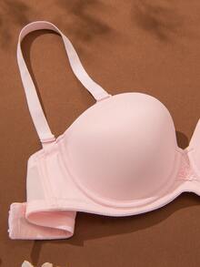 Wingslove 女士加大码钢圈聚拢无肩带文胸，提升型 - 粉色 - 查看 5