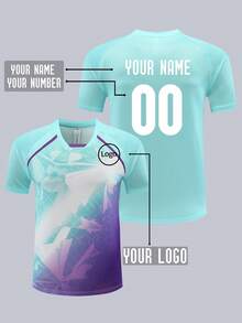 Customized Football Jersey With Logo, Name And Number, Unisex Sports T-Shirt Suitable For Football, Badminton And Volleyball, Spring/Summer - Mint Green - View 11