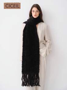 1 Peça Lenço Elegante e Casual de Poliéster Fleece de Cor Sólida, Adequado para Uso Diário no Outono/Inverno - Multicolorido - Visão 3