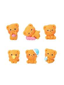 6 piezas Lindas figuritas miniatura de osos durmiendo, decoración del hogar creativa, adornos de escritorio, decoraciones interiores de automóviles, manualidades de resina DIY