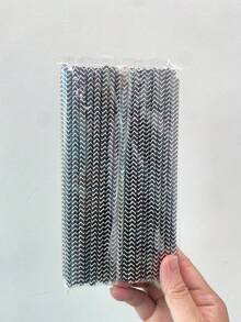 Pacote com 100 canudos de papel ondulado, design com padrão ondulado, tamanho 6x197mm, nas cores verde, vermelho, rosa, azul escuro, azul claro e preto | Ideal para festas, aniversários, casamentos, Dia dos Namorados, decoração de sobremesas e comemorações de feriados. - Multicolorido - Ver 13