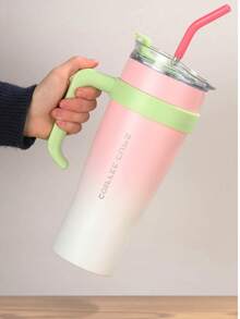 1 copo de 40 oz com alça e canudo, para bebidas quentes e frias, caneca de viagem térmica, copo de café gelado, garrafa de água térmica de aço inoxidável reutilizável, porta-copos para carro, para atividades ao ar livre, camping, presentes de Natal