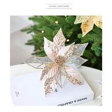 Artificial Mesh Flower Christmas Flower Christmas Tree Decoration, Sequin Velvet Handmade Flower, Gold Powder Christmas Flower Home Decor Christmas Decorations Room Decor