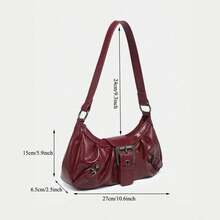 Bolso de hombro de mujer estilo Y2K, bolso de mano pequeño con asa superior y bolso de axila - 2309-rojo - Ver 10