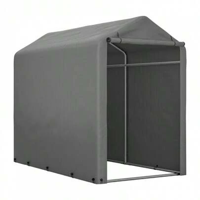 Grauer Fahrrad-Garage / Werkzeugschuppen 160x220x165 cm med Rolltor - Wasserdichtes PE-Material