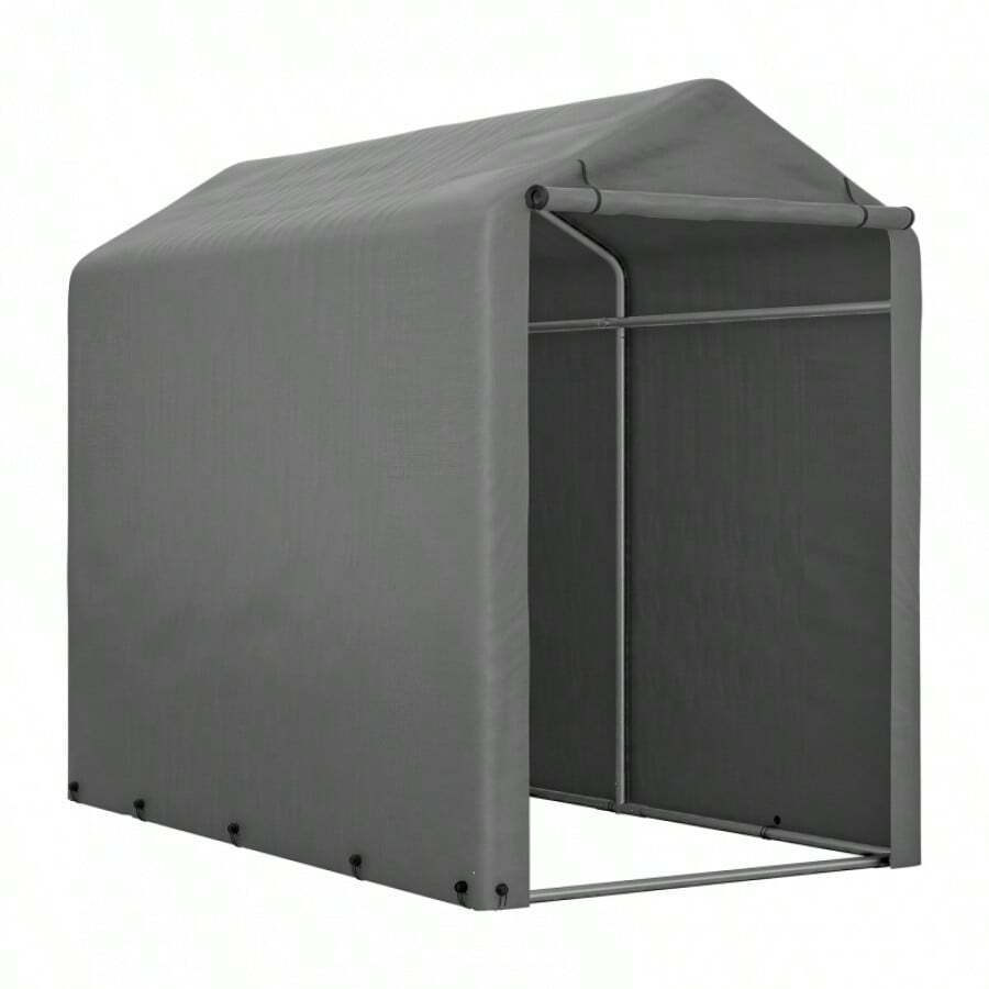 Grey Bicycle Garage / Tool Shed 160x220x165 Cm With Roller Shutter - Waterproof PE Material