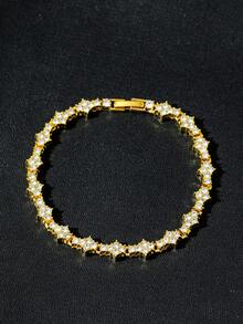 1条男士飞机造型项链，金/银色；1条水钻网球手链，闪亮Y2K风格项链手链套装，时尚优雅设计，生日、周年纪念日、特殊场合的经典礼物 - 彩色 - 查看 5