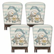 2/4/6pcs Christmas Element Printed Linen Chair Covers, Home Decor, Suitable For Christmas Gifts, Christmas Decoration, Daily Home, Living Room, Dining Room, Garden, Hotel, Washable Polyester Material Chair Seat Cushion Covers - Multicolor - View 14