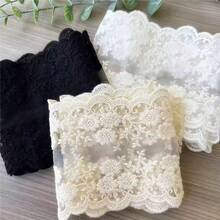 1 码白色棉质刺绣蕾丝面料，用于 DIY 缝纫窗帘裙饰，15 厘米宽 - 彩色 - 查看 9