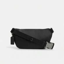 Coach Elias 29 Men's Signature Print Coated Canvas Large Black Waist Pack Ideal Gift For Boyfriend