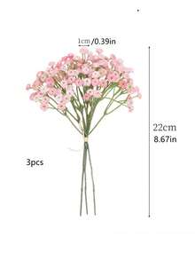 3 PIEZAS de Flores Artificiales de Gypsophila, Ramo de Gypsophila de Simulación de PE, Flores Secas Falsas Miniatura, para Decoración de Boda, Cumpleaños, Despedida de Soltera, Otoño, Halloween, Acción de Gracias, Navidad, Hogar, Habitación, Mesa, Cafetería, Decoración, Accesorios Fotográficos
