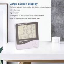 Termmetro Higrmetro, Medidor Digital de Temperatura Y Humedad de Alta Precisin con Reloj Despertador, Medidor Electrnico de Sobremesa de Temperatura Y Humedad para Sauna - inicial - Ver 5