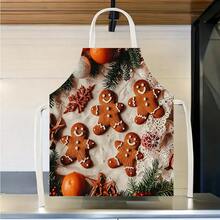 1 peça de Papai Noel de Natal, Sino de Natal, Floco de Neve de Natal, Rena de Natal, Árvore de Natal, Boneco de Neve, Pinguim de Natal, Avental de Linho, Tamanho Grande, Alça Macia, Decoração de Natal, Artigos para Festas, Cozinha Doméstica, Avental de Proteção para Limpeza Doméstica - Multicolorido - Ver 6