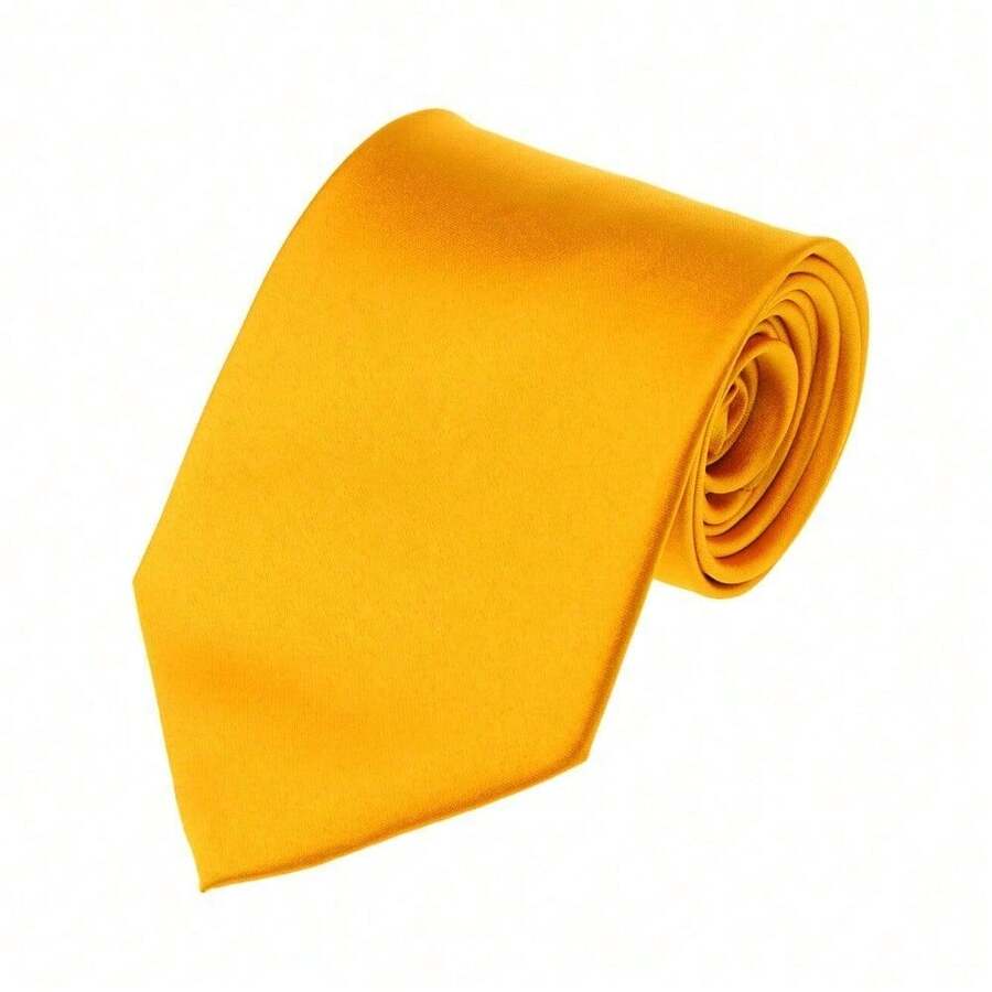 New Hot ! Solid Color Plain Classic Necktie Men's Tie,ZXCFTE - 48-金黃色 - 查看 1