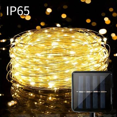 200 LED Outdoor Solar Fairy Lights, Intelligente Solar-Lichterkette IP65, Kupferdraht 8 Modi Solar Halloween Lights, Mini Solar Lights geeignet für Weihnachten Garten Terrasse Baum Party Hochzeit Valentinstag Ostern Halloween Dekoration, Warmweiß, Weiß, Farbig