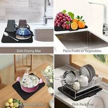 Non-Slip Silicone Drying Mat For Kitchen, Built-In Drainage Design, Heat-Resistant & Easy To Clean, Suitable For Countertops, Sinks, And Refrigerators, 2 Styles Available, Keeps Your Kitchen Dry, Perfect Christmas Or Halloween Gift - Multicolor - View 9