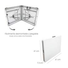 Table pliante rectangulaire SATURNIA, multifonctionnelle, portable, durable, polyvalente, en PEHD, 122 x 61 x 74 cm. Blanc - Blanc - Voir 4