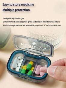 Medical Kit With Printed Cross And Letters' Medicane ',Portable And Minimalist Pill Organizer Medication Storage Box With 3 Compartments For Home And Travel Portable Travel Mini Pill Case Waterproof Moisture-Proof Pill Storage Container Suitable For Storing Medication Rings And Other Small Itemsl,