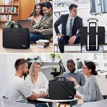 Funda para Laptop 15.6 pulgadas Bolsa para laptop para hombre y mujer Impermeable Portafolio Maletin para laptop Bolsas de Mensajero para Computadora para viajes de negocios,Negro - Negro - Ver 9
