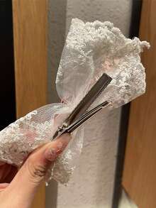 Pinzas para el cabello con lazo de encaje, estilo coreano, pinzas de tiburón princesa para recogido medio