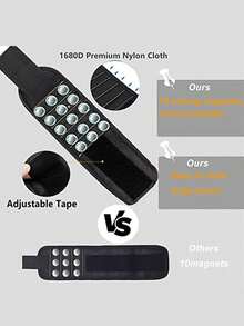 磁性腕带工具收纳盒 - 黑色/红色腕带，带 9 个强力磁铁，非常适合螺丝、钉子、钻头 | DIY 爱好者的理想选择，父亲节礼物，DIY 工具架 | 耐用面料，带强磁的工具架腕带 - 彩色 - 查看 11