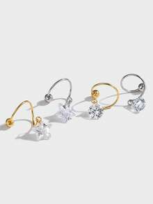 1 Piece S925 Sterling Silver Zirconia Star And Bead Design Spring Nose Ring, Suitable For Girls' Daily Wear And An Excellent Gift For Girlfriends, Mothers And Sisters