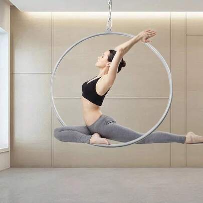 Sweetmile 35.4in Aerial Lyra Hoop Gymnastic Equip, Lyra Hoop With Sturdy Nylon Rope, Stainless Steel Hoop Circus Hoop For Dancing Studio, Aerial Fitness, Gym, Yoga Room, Home
