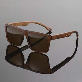 1 Stück schwarzer quadratischer Holzrahmen Modebrillen für Herren, geeignet für Fahren, Urlaub, Reisen, Yacht, Partytragen