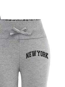 Tween Girls' Letter Print Sports Leggings - Multicolor - View 4