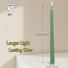 Tobeape Sage Green Twisted Taper Candles Set Of 12, 10 Inch Tall Unscented Dripless, Smokeless Tapered Candlestick Wedding Home Décor Dinner's Day- 8 Hour Long Burning - màu xanh lá - Xem 8