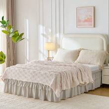 VOLTITO Multi-Layer Ruffle Bed Skirt 16 Inch Drop, 2 Layer Elastic Wrap Around Bed Skirts For Twin Full Queen King CK Size Bed, Easy To Install Dust Ruffle, Machine Washable Soft Fabric, Double Layers Bedskirt - Linen - View 1