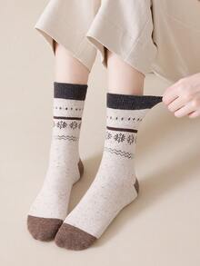 2 Pairs Women's Wool Socks, Warm, Comfortable And Breathable For Winter